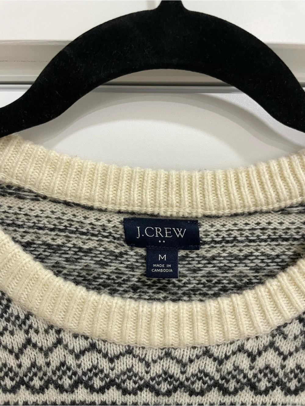 J. Crew Cream and Black Crewneck Sweater